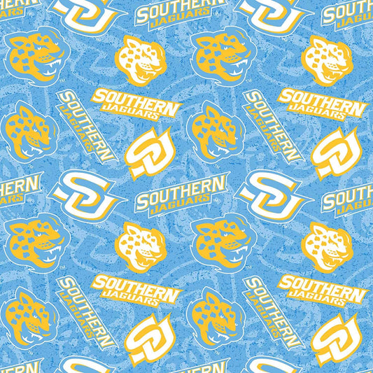 Southern University Jaguars NCAA College Tone on Tone Sykel Cotton Fabric