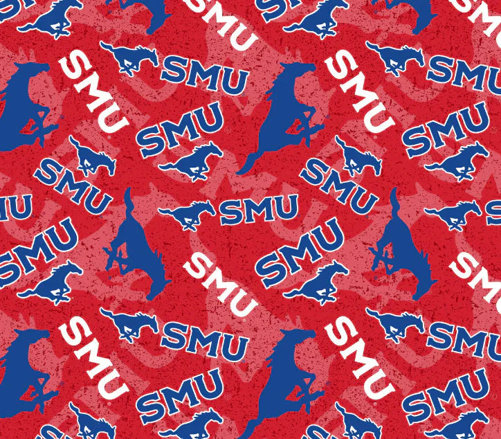 Southern Methodist Mustangs NCAA College Tone on Tone Sykel Enterprises Cotton Fabric SMU-1178