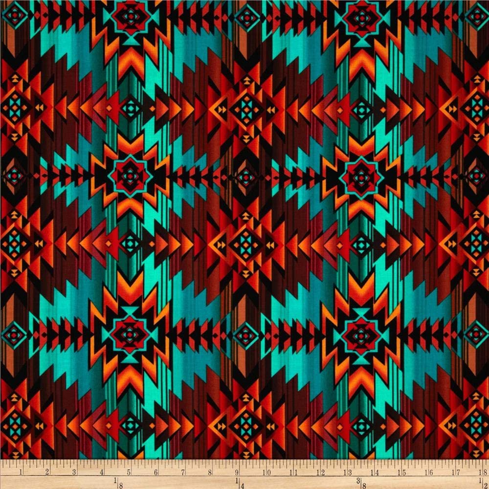 Southwest Blanket Turquoise Aztec Timeless Treasures Cotton Fabric