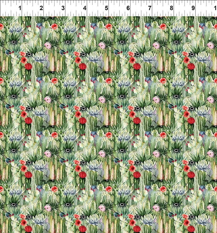 Southwest Minis Cactus GardenGreen Jason Yenter In The Beginning Cotton Fabric ITB-5SWM-1