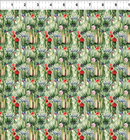 Southwest Minis Cactus GardenGreen Jason Yenter In The Beginning Cotton Fabric ITB-5SWM-1