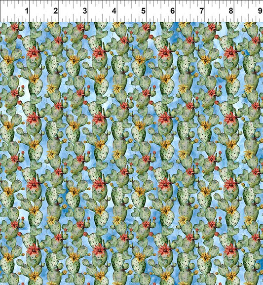 Southwest Minis Cactus StripeBlue Jason Yenter In The Beginning Cotton Fabric ITB-3SWM-1