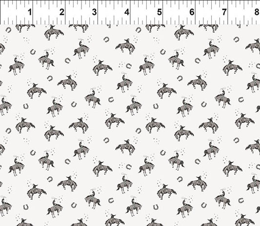 Southwest Minis CowboysWhite Jason Yenter In The Beginning Cotton Fabric ITB-12SWM-1