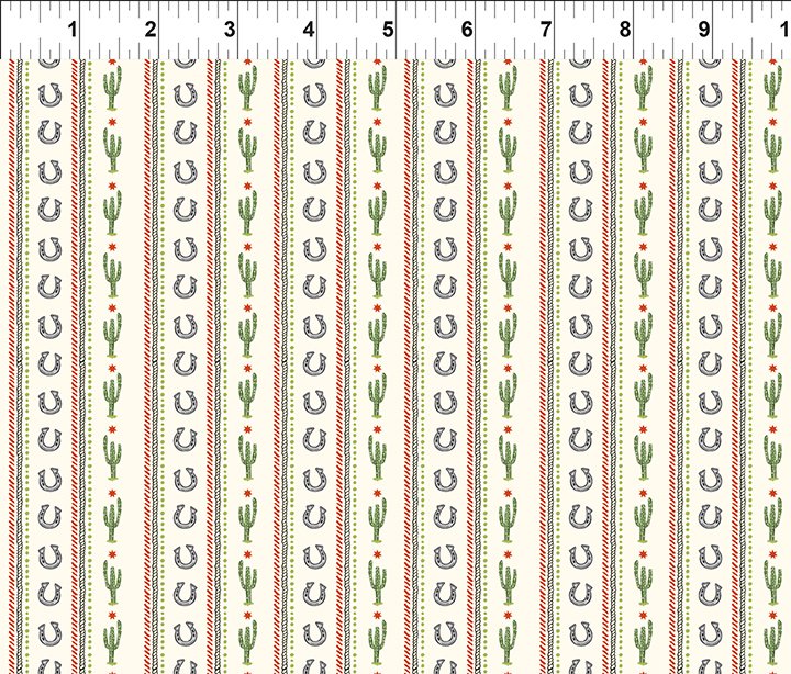 Southwest Minis Horseshoe StripeCream Jason Yenter In The Beginning Cotton Fabric ITB-14SWM-1
