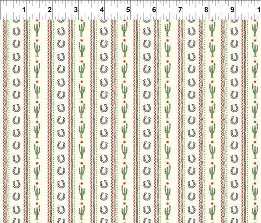 Southwest Minis Horseshoe StripeCream Jason Yenter In The Beginning Cotton Fabric ITB-14SWM-1