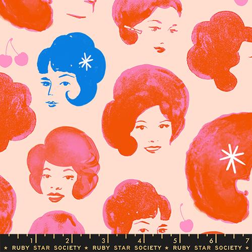 Sparkle Mart Dotties Friends Novelty Ladies Vintage Retro Kitsch Peach Bloosom Melody Miller Ruby Star Moda Cotton Fabric MD-RS0120-15