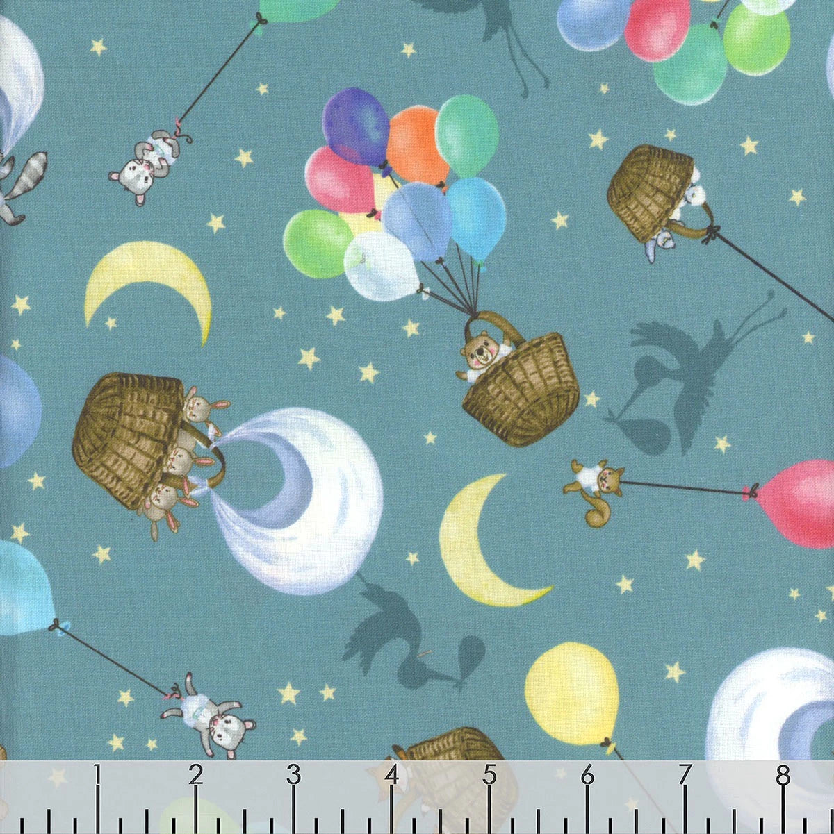 Special Delivery Minky Baskets and Balloons Dark Teal Sharon Kuplack Henry Glass Polyester Fabric HG-2521MK-76