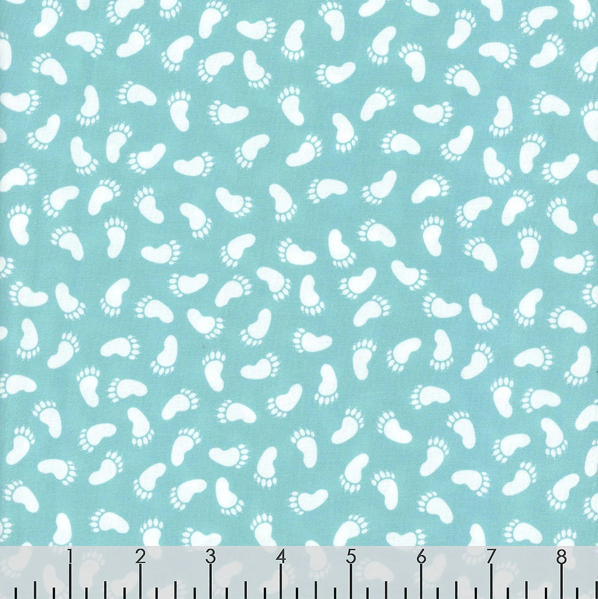 Special Delivery Minky White Footprints Teal Sharon Kuplack Henry Glass Polyester Fabric HG-2523MK-17