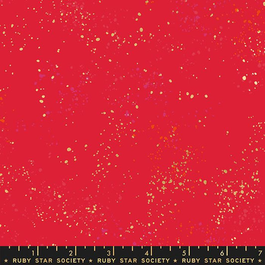 Speckled Metallic New Scarlet Red Gold Ruby Star Society Moda Cotton Fabric