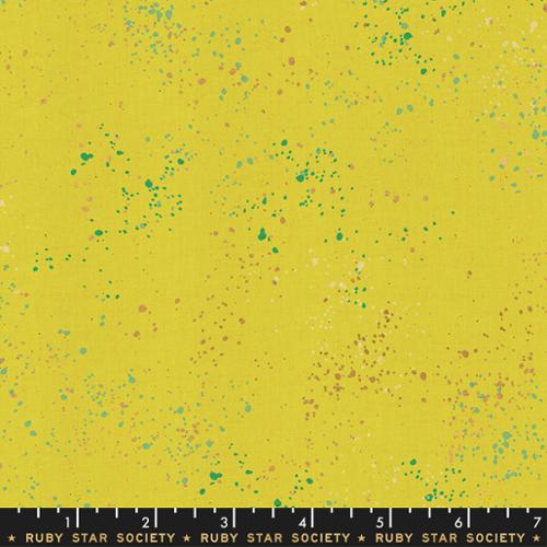 Speckled Metallic Citron Yellow Rashida Coleman Hale Ruby Star Society Moda Cotton Fabric