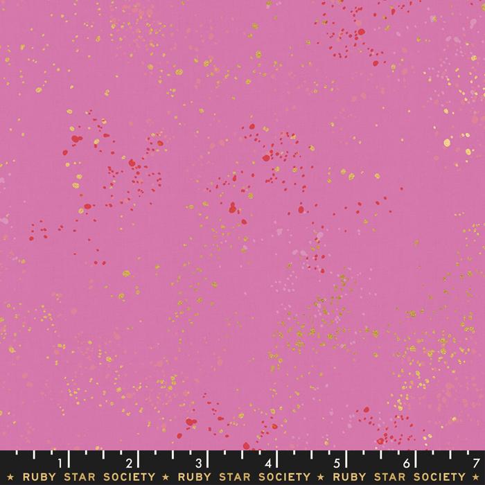 Speckled Metallic Daisy Pink Gold Ruby Star Society Moda Cotton Fabric