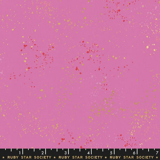 Speckled Metallic Daisy Pink Gold Ruby Star Society Moda Cotton Fabric