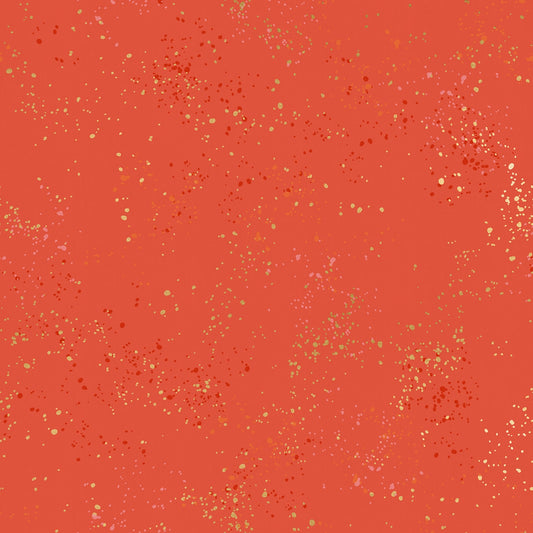 Speckled Metallic Festive Coral Gold Ruby Star Society Moda Cotton Fabric