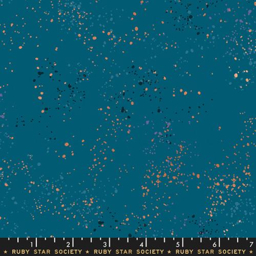 Speckled Metallic Teal Gold Ruby Star Society Moda Cotton Fabric