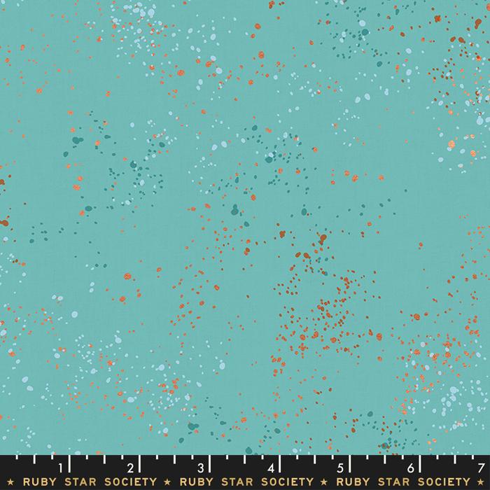 Speckled Metallic Turquoise Ruby Star Society Moda Cotton Fabric