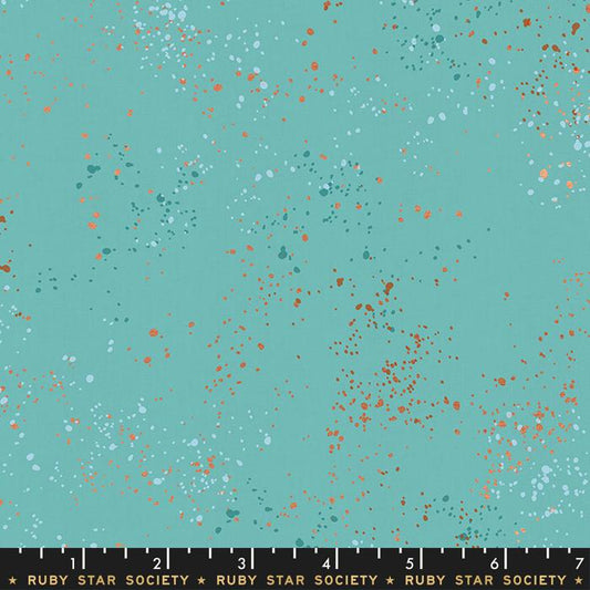 Speckled Metallic Turquoise Ruby Star Society Moda Cotton Fabric