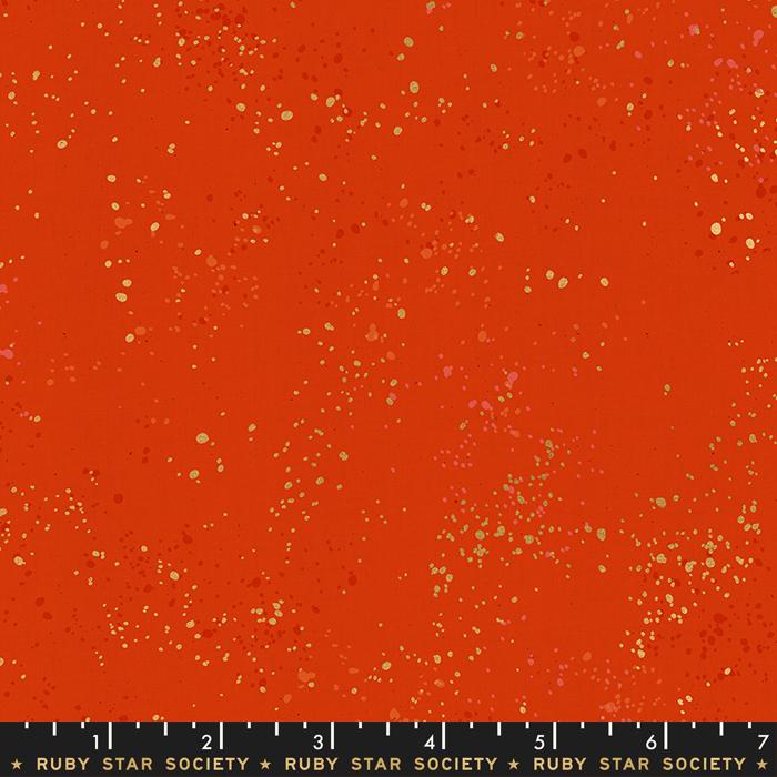 Speckled Metallic Warm Red Gold Ruby Star Society Moda Cotton Fabric