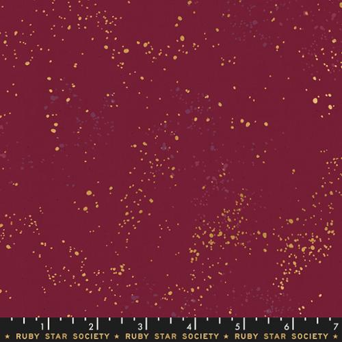 Speckled Metallic Wine Time Burgundy Gold Ruby Star Society Moda Cotton Fabric