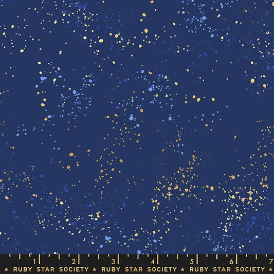 Speckled 10" Wideback Navy Metallic Ruby Star Society Moda Cotton Fabric