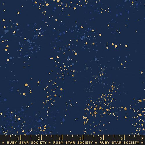 Speckled Canvas Metallic Navy Dark Blue Rashida Coleman Hale Ruby Star Society Moda 70% Cotton 30% Linen Fabric MD-RS1117-105LM | US Fabric Shop