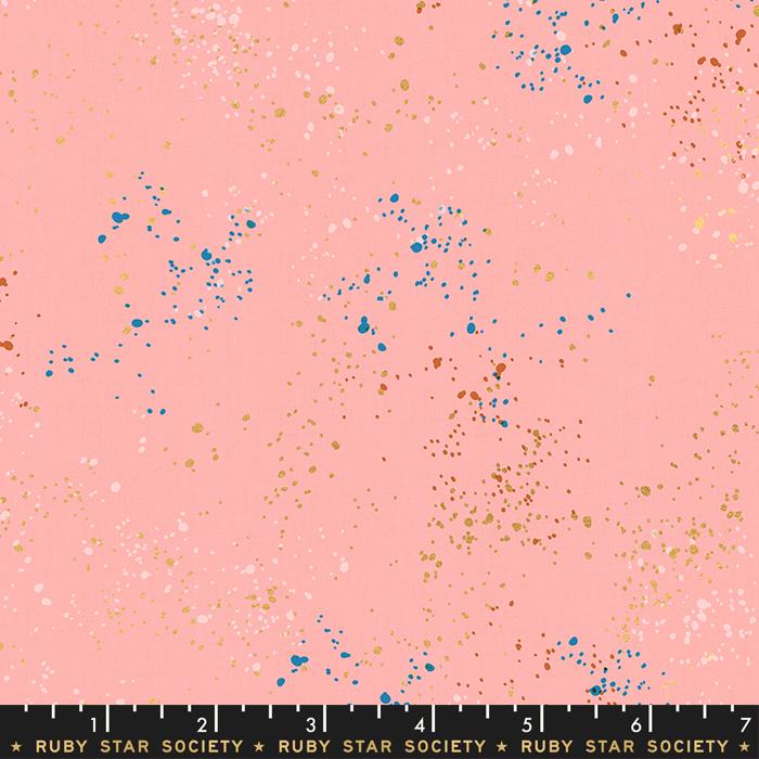 Speckled Metallic 108" Wide back Candy Pink Rashida Coleman Hale Ruby Star Society Moda Cotton Fabric
