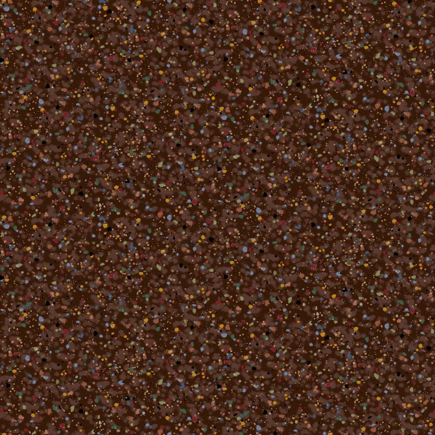 Speckles Rainbow Dots Chestnut Brown Quilting Treasures Cotton Fabric