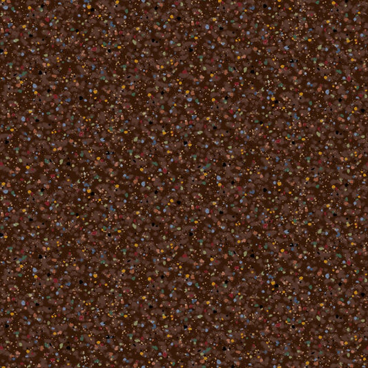 Speckles Rainbow Dots Chestnut Brown Quilting Treasures Cotton Fabric