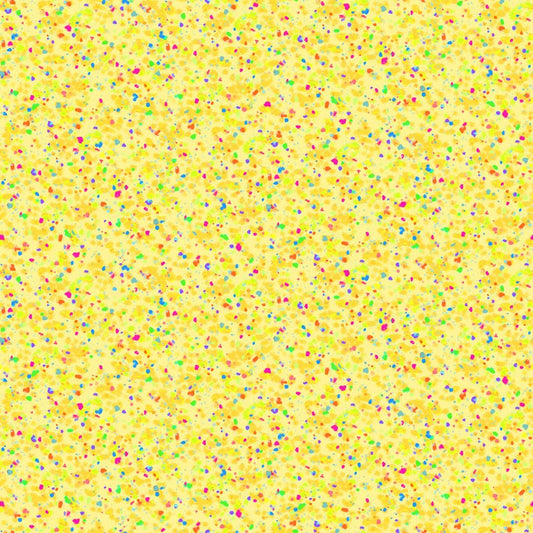 Speckles Rainbow Dots Lemon Yellow Quilting Treasures Cotton Fabric