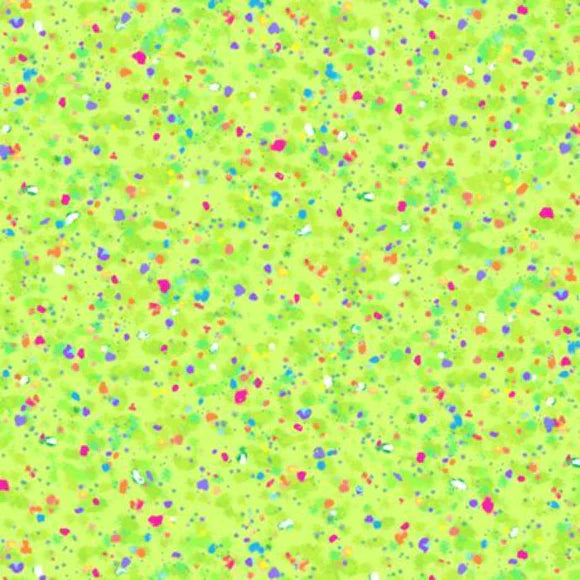 Speckles Rainbow Dots Lime Green Quilting Treasures Cotton Fabric