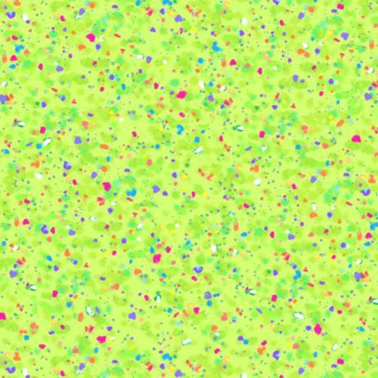 Speckles Rainbow Dots Lime Green Quilting Treasures Cotton Fabric