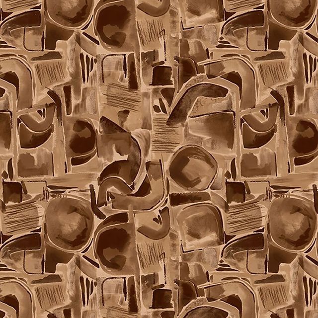 Spectral 118" Wide Backing Abstract Shapes Tonal Cocoa Brown Satin Moon Designs Blank Quilting Cotton Fabric