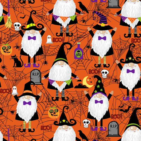 Spell You Bewitching Gnomes Orange Freckle and Lollie Cotton Fabric