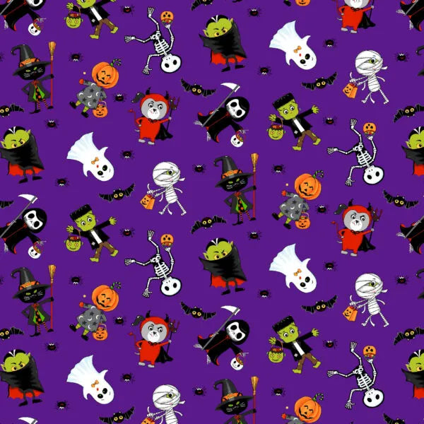 Spell You Costume Party Time Purple Freckle and Lollie Cotton Fabric