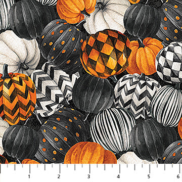 Spellbound Pumpkins Black Multi Deborah Edwards Northcott Studio Cotton Fabric NC-28138-99