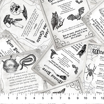 Spellbound Spells White Multi Deborah Edwards Northcott Studio Cotton Fabric NC-28142-10