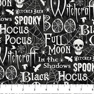 Spellbound Words Black Multi Deborah Edwards Northcott Studio Cotton Fabric NC-28141-99