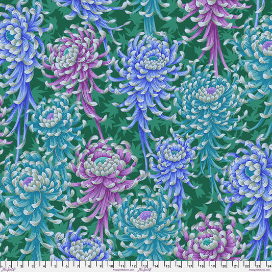 Spider Mums Cool Philip Jacobs August 2025 Kaffe Fassett Collective Free Spirit Cotton Fabric FS-PWPJ135.COOL