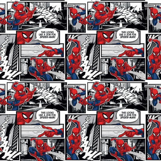 Spiderman Comic Packed Marvel Springs Creative Cotton Fabric