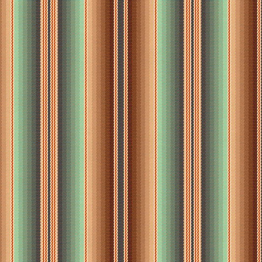 Spirit Serape Stripes Mint Green Brown Paintbrush Studios Cotton Fabric PBS-120-25859