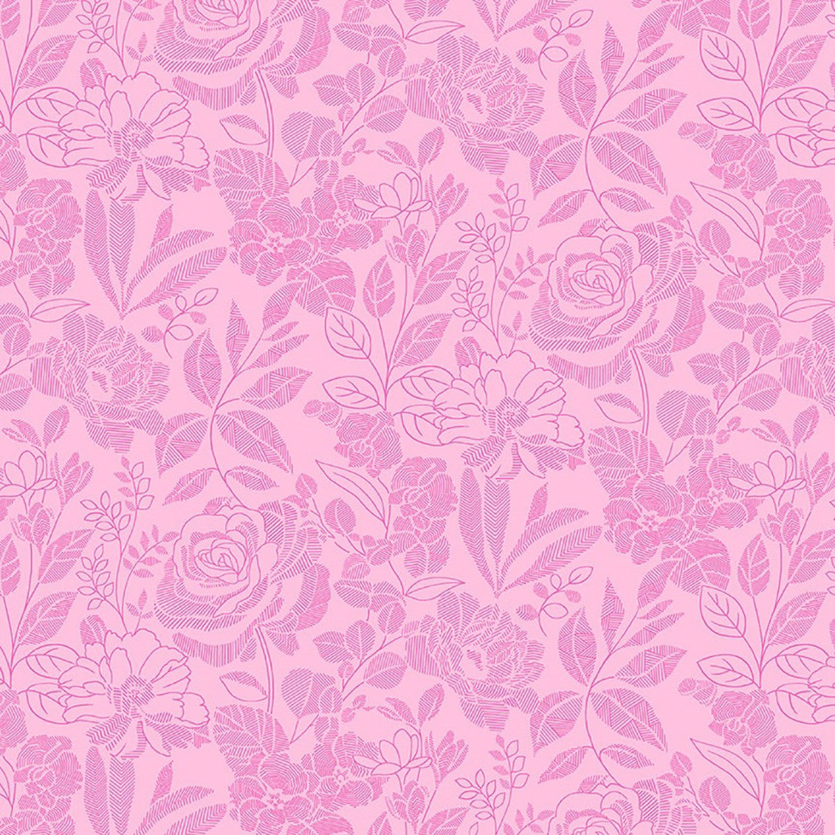 Splendid Path Tone on Tone Floral Pink Karen Montgomery Studio E Cotton Fabric