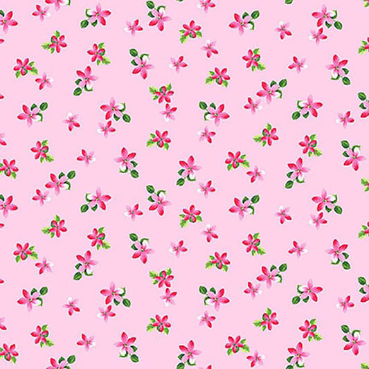 Splendid Path Tossed Ditsy Floral Pink Karen Montgomery Studio E Cotton Fabric