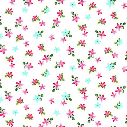 Splendid Path Tossed Ditsy Floral White Karen Montgomery Studio E Cotton Fabric