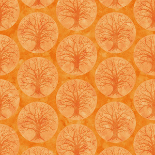 Spooky Hallow Crooked Tree Orange Maywood Studio Cotton Fabrics