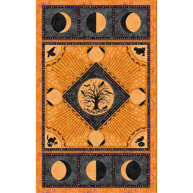 Spooky Hallow Panel 27" Orange Maywood Studio Cotton Fabrics