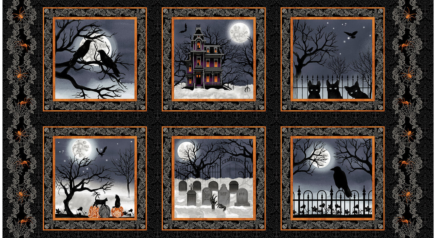 Spooky Night Blocks Panel 24" Grace Popp Studio E Cotton Fabric