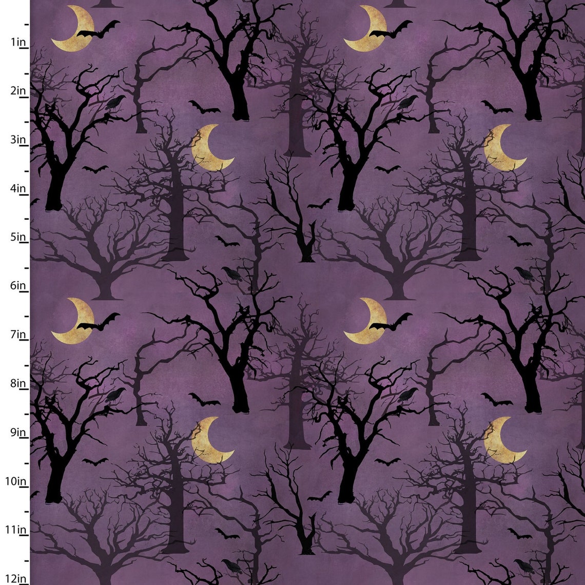 Spooky Nightest Tree Purple 3 Wishes Cotton Fabric