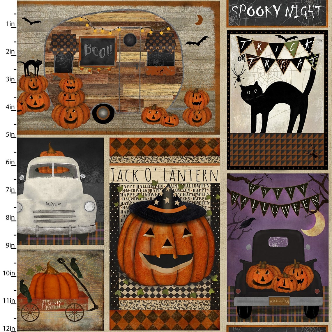 Spooky Night Patchwork Halloween 3 Wishes Cotton Fabric