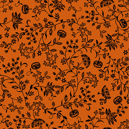 Spooky Night Pumpkin Vine Orange Grace Popp Studio E Cotton Fabric