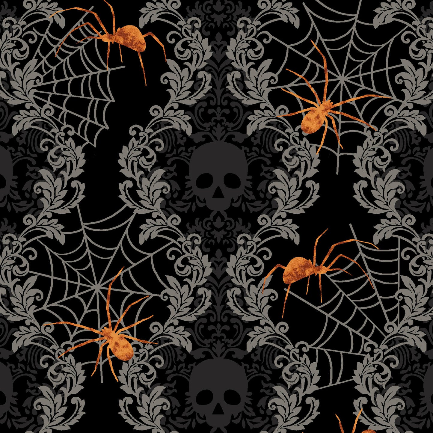 Spooky Night Spooky Damask Stripe Grace Popp Studio E Cotton Fabric