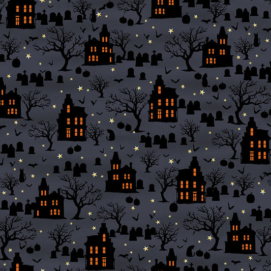 Spooky Night Spooky Houses Grace Popp Studio E Cotton Fabric